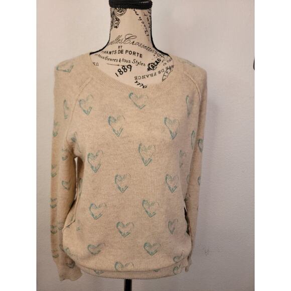 Dtlm Hearts Sweater Womens SZ Small 100% Cashmere Crewneck Relaxed - Picture 2 of 10